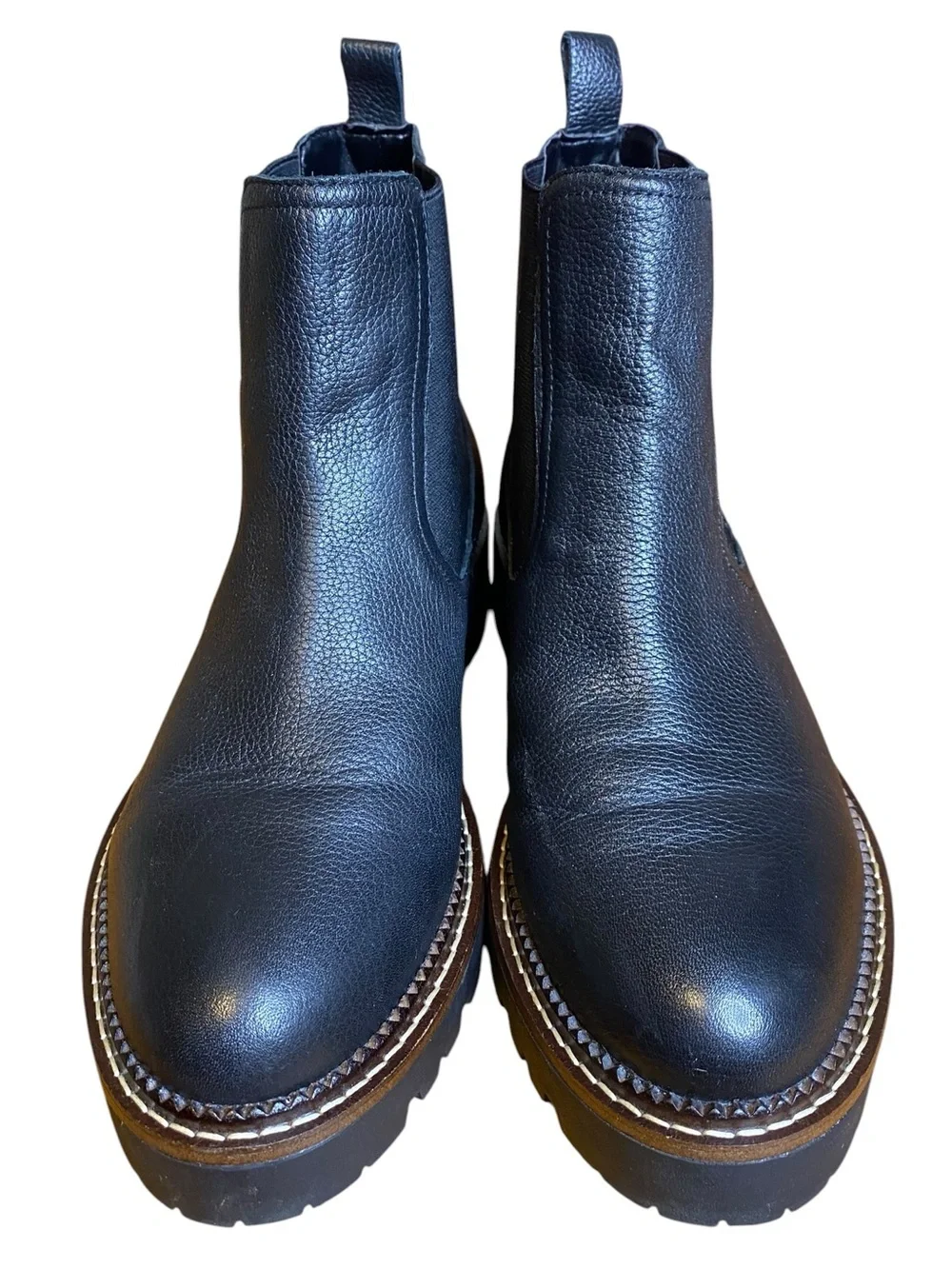 Caslon Miller Lea Water Resistant Black Leather Utility Lug Boots Women’s Size 9